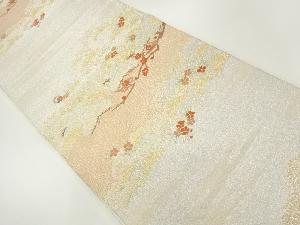 ヱ霞に松梅・桜模様織出し袋帯